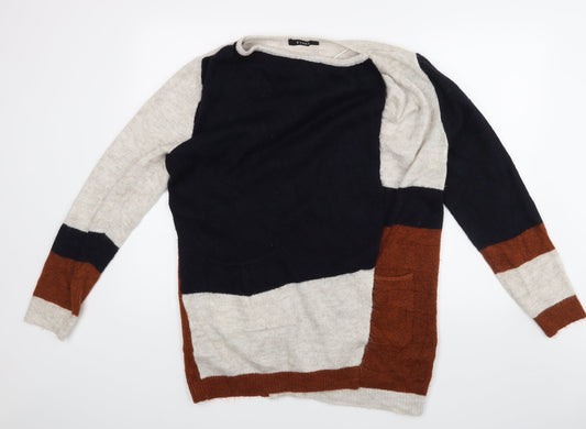 Evans Womens Brown Striped  Wrap Jumper Size 16