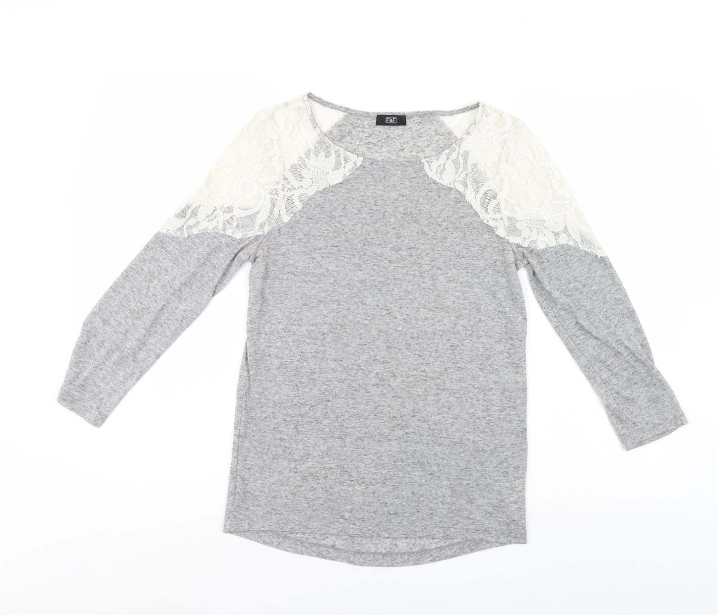 F&F Womens Grey Floral  Pullover Jumper Size 8