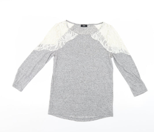 F&F Womens Grey Floral  Pullover Jumper Size 8