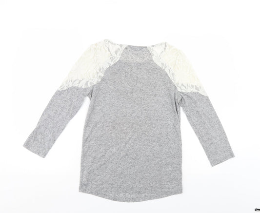 F&F Womens Grey Floral  Pullover Jumper Size 8