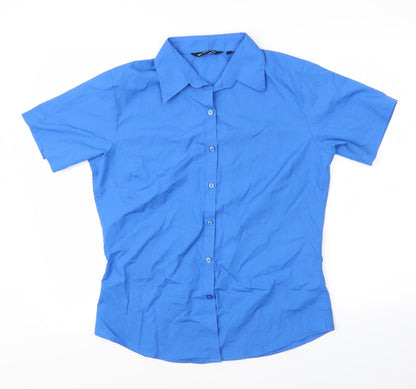 Womens UK Size 12 Premier Blue Basic Button-Up