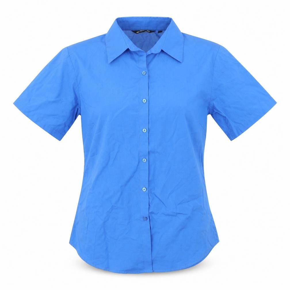 Womens UK Size 12 Premier Blue Basic Button-Up