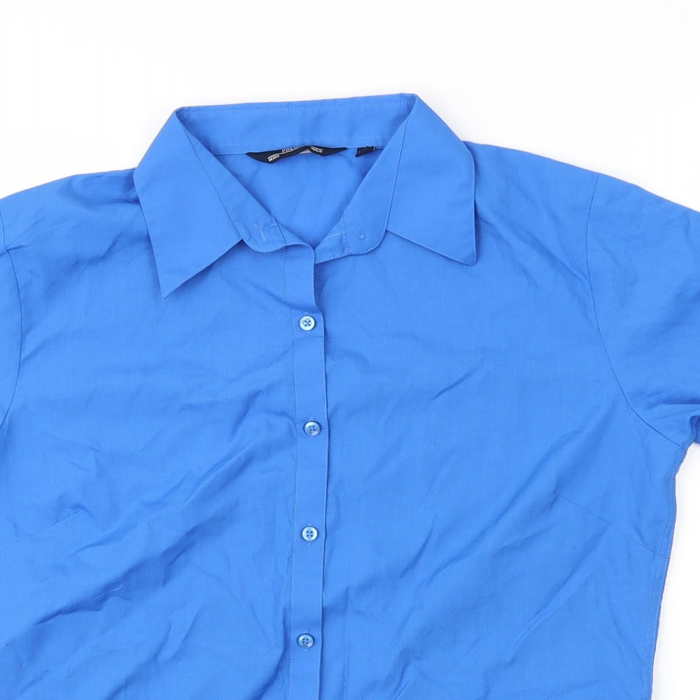 Womens UK Size 12 Premier Blue Basic Button-Up
