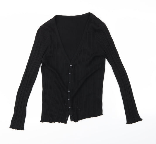 BHS Womens Black Striped  Cardigan Jumper Size 10