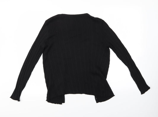 BHS Womens Black Striped  Cardigan Jumper Size 10