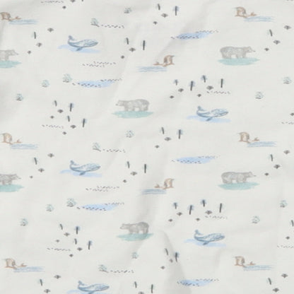 Fred & Flo Girls White Animal Print  Basic T-Shirt Size 0-3 Months  - Bears, Whales, Seals