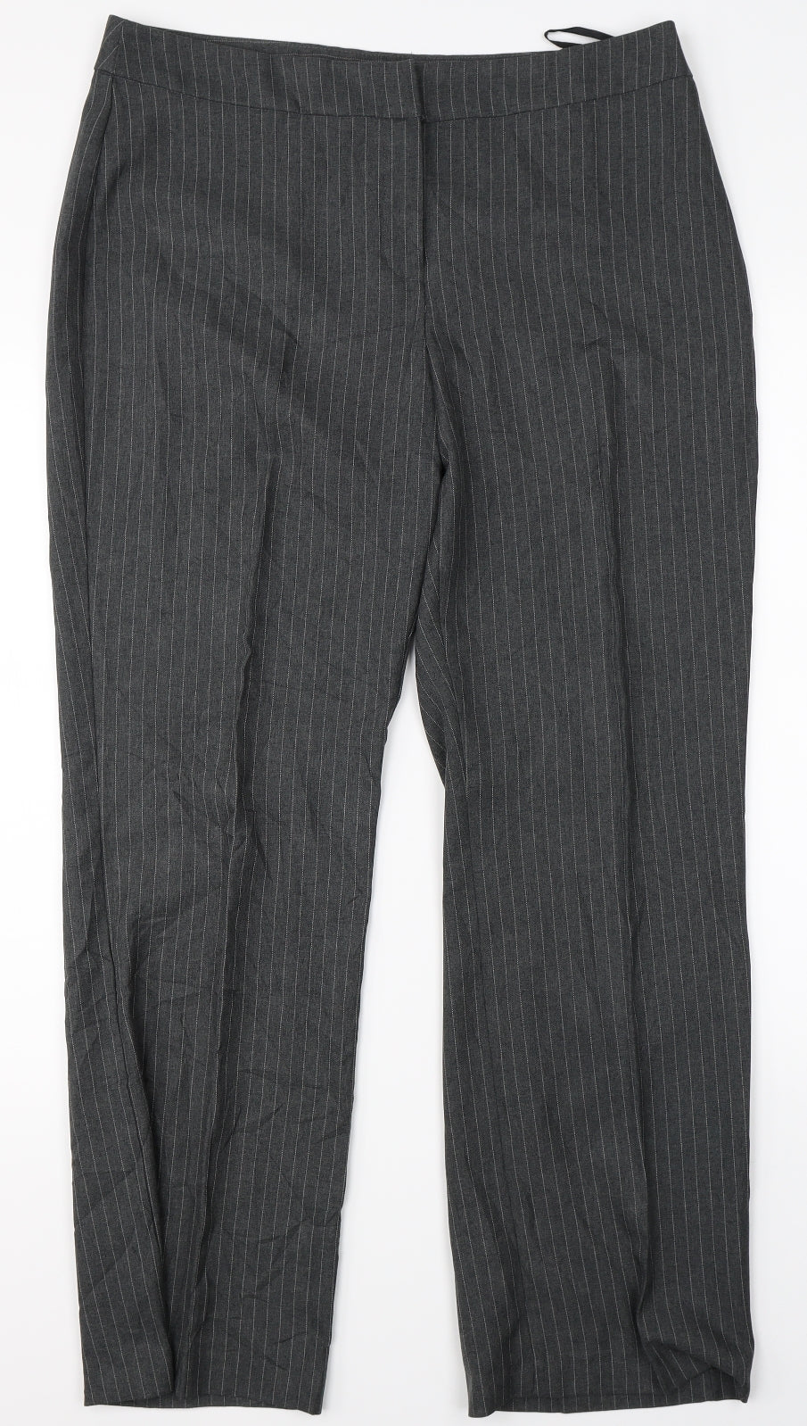 Womens UK Size 14 Preworn Regular Fit Dress Pants Grey Trousers