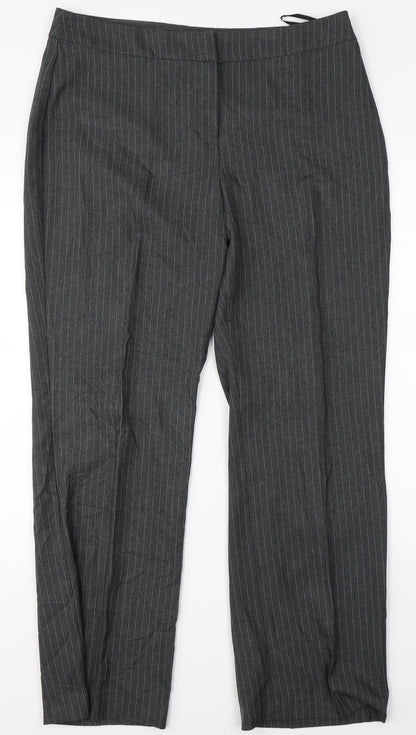 Womens UK Size 14 Preworn Regular Fit Dress Pants Grey Trousers