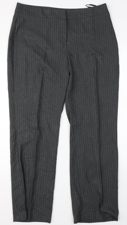 Womens UK Size 14 Preworn Regular Fit Dress Pants Grey Trousers