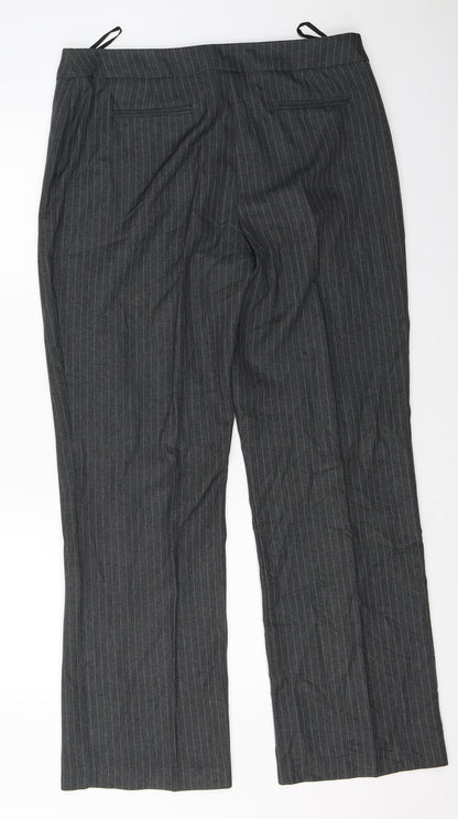 Womens UK Size 14 Preworn Regular Fit Dress Pants Grey Trousers