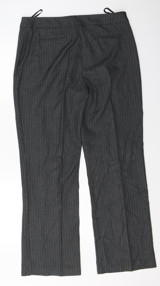 Womens UK Size 14 Preworn Regular Fit Dress Pants Grey Trousers