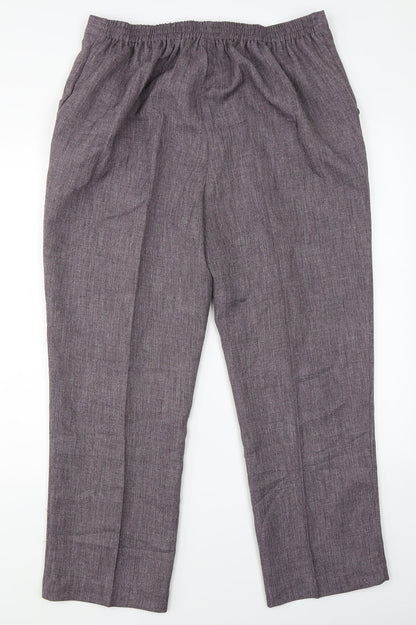 Womens UK Size 18 Damart Regular Fit Dress Pants Purple Trousers