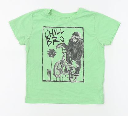 Primark Boys Green   Basic T-Shirt Size 3-4 Years