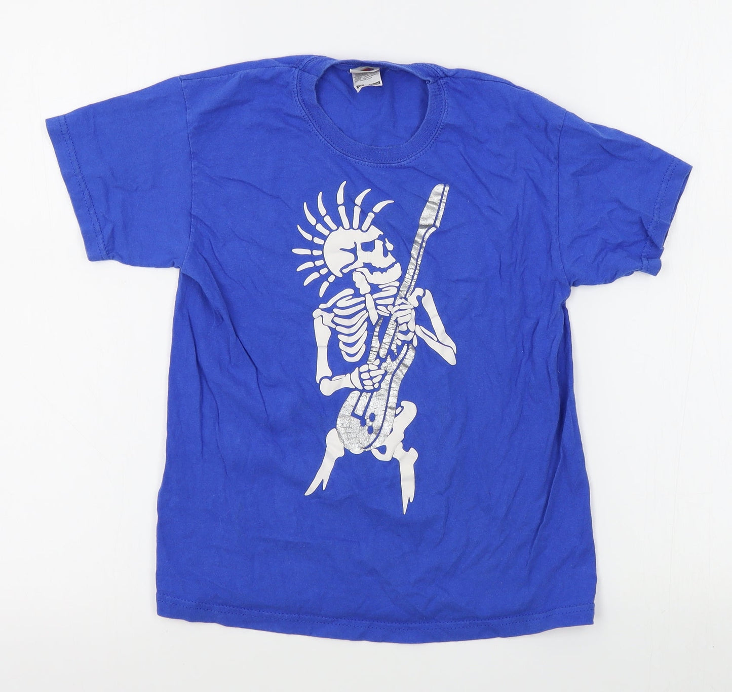 Fruit of the Loom Boys Blue   Basic T-Shirt Size 7-8 Years  - skeleton