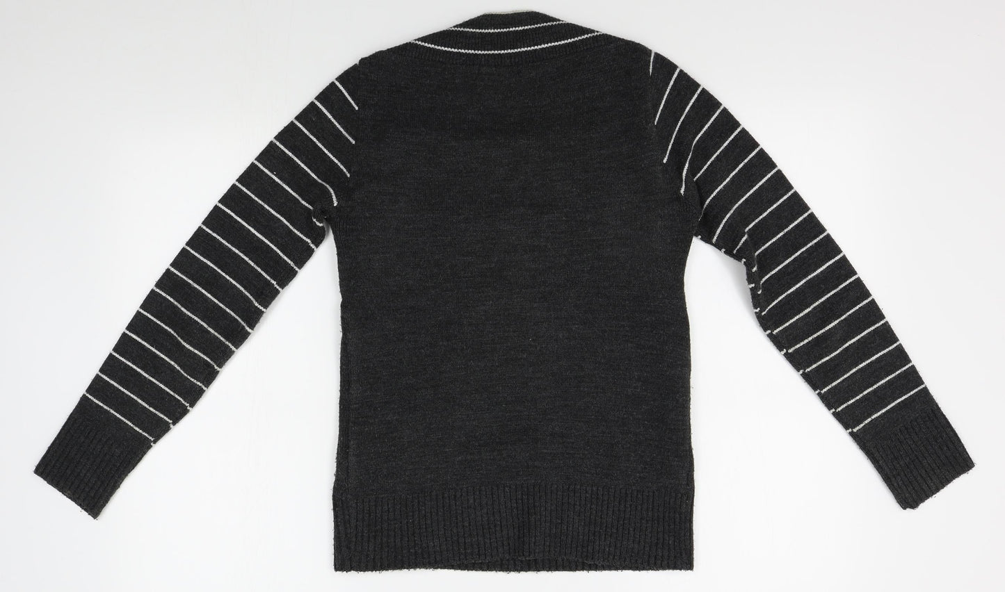 Impulse Womens Grey Striped  Pullover Jumper Size M