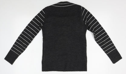 Impulse Womens Grey Striped  Pullover Jumper Size M