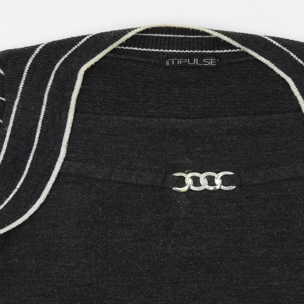 Impulse Womens Grey Striped  Pullover Jumper Size M
