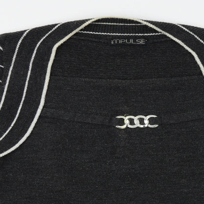 Impulse Womens Grey Striped  Pullover Jumper Size M