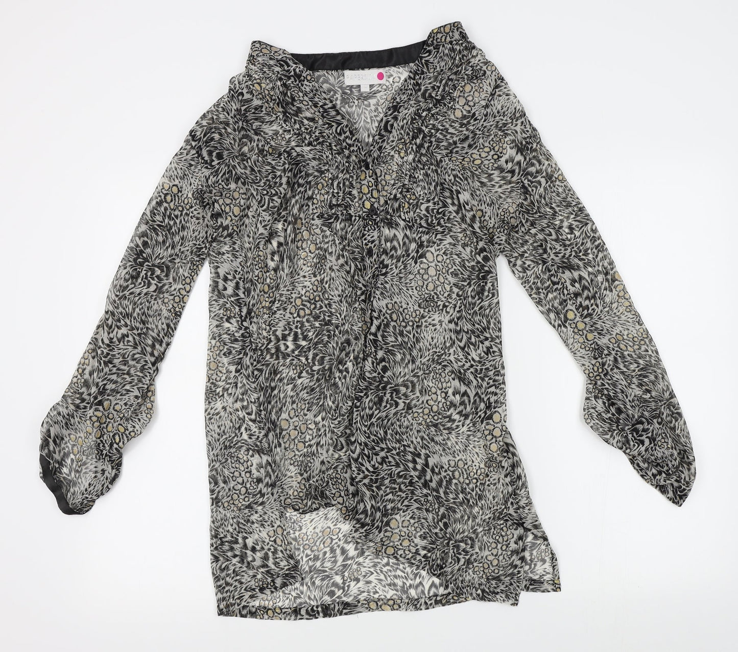 papersun Womens Grey Animal Print  Cardigan Jumper Size 10