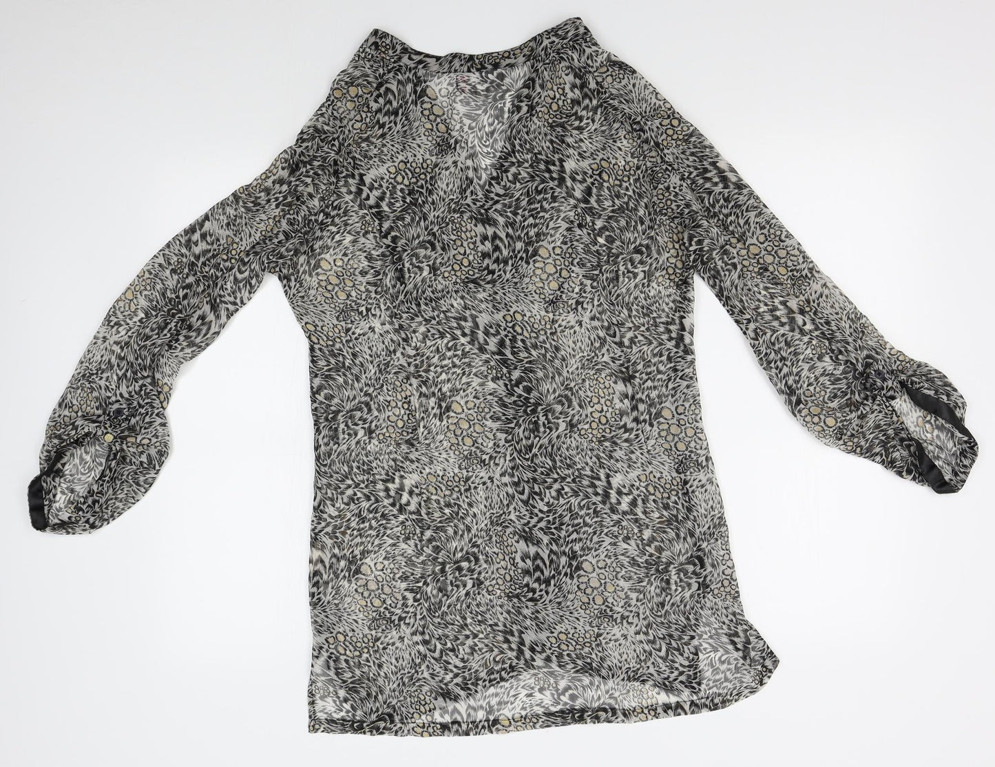 papersun Womens Grey Animal Print  Cardigan Jumper Size 10