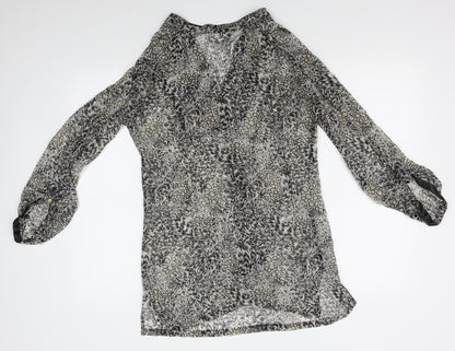papersun Womens Grey Animal Print  Cardigan Jumper Size 10