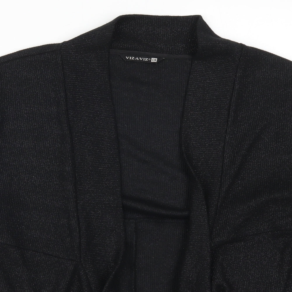 Womens UK Size 14 Viz A Viz Black Cardigan Jumper
