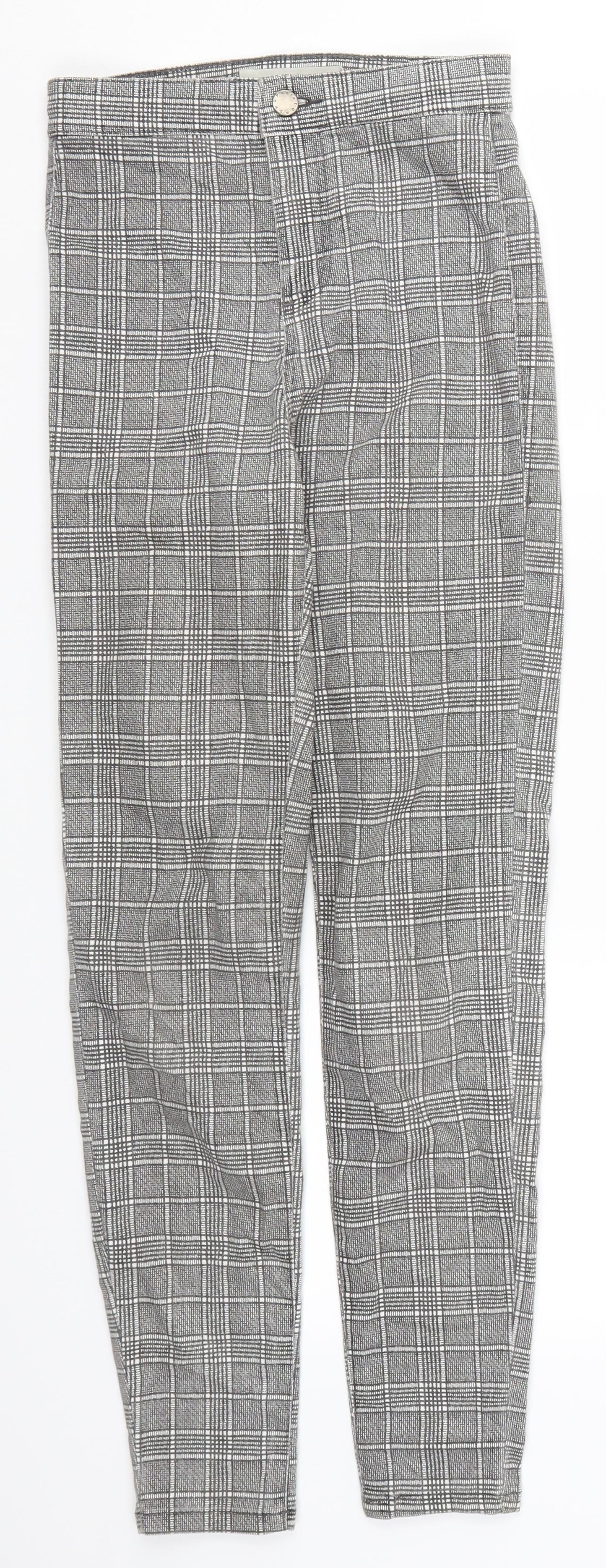Topshop Womens Grey Check  Carrot Trousers Size 26 in L26 in