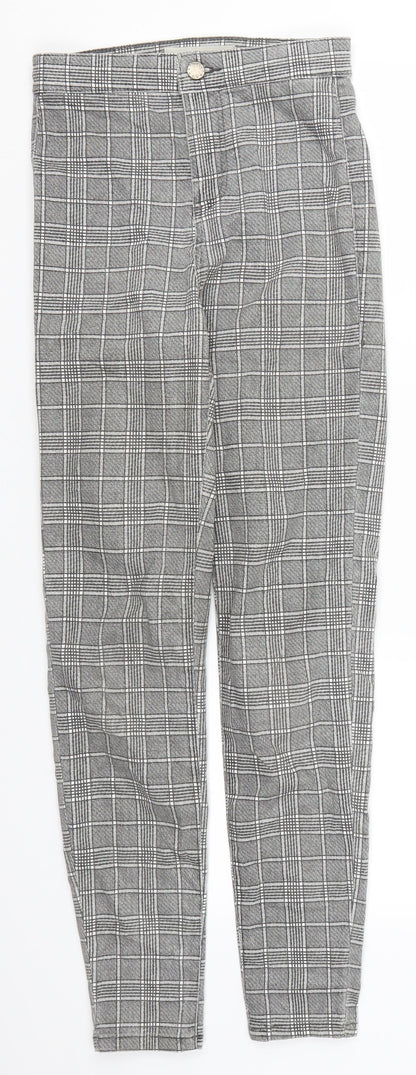 Topshop Womens Grey Check  Carrot Trousers Size 26 in L26 in