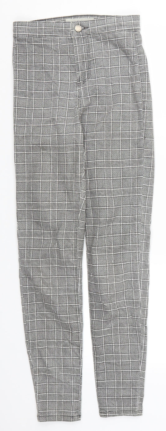 Topshop Womens Grey Check  Carrot Trousers Size 26 in L26 in
