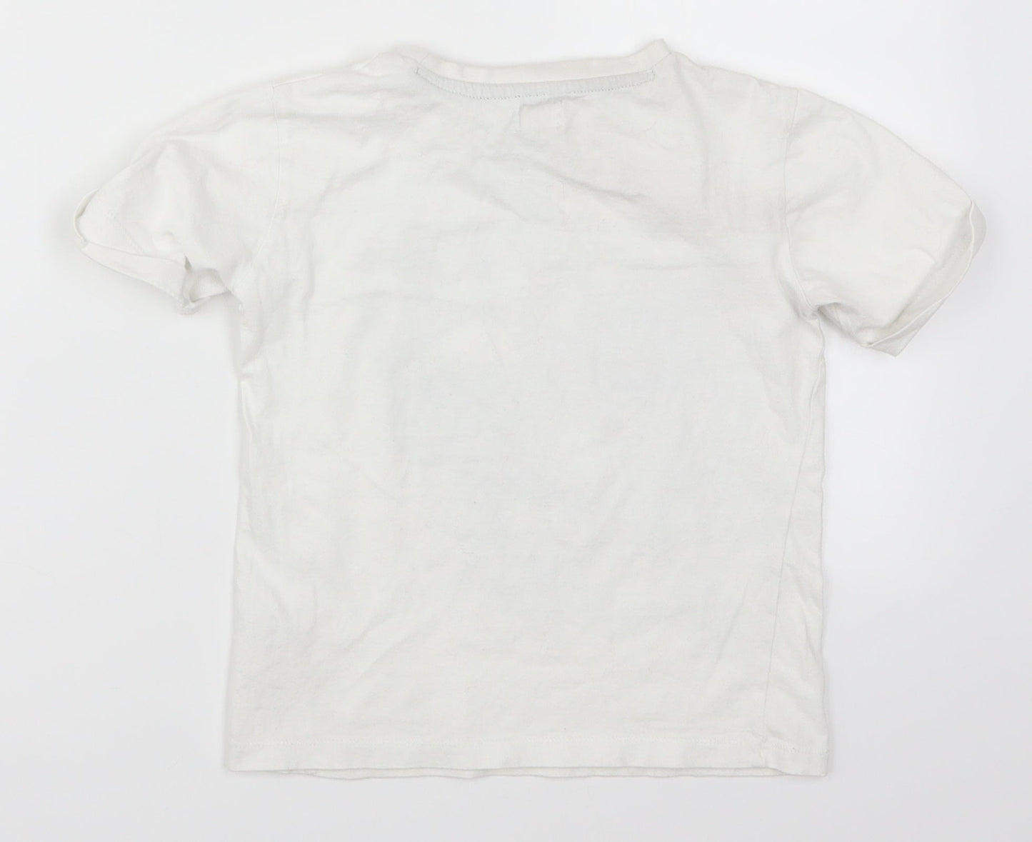 F&F Boys White   Basic T-Shirt Size 5-6 Years  - Paisley Skull