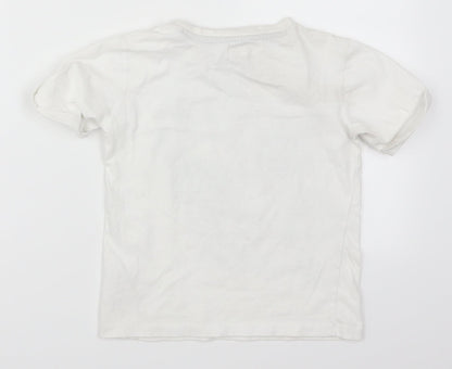 F&F Boys White   Basic T-Shirt Size 5-6 Years  - Paisley Skull