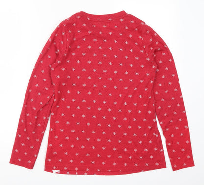 Primark Womens Red Geometric  Top Pyjama Top Size 4  - Snowflake Print