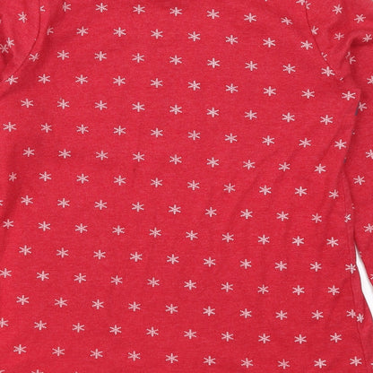 Primark Womens Red Geometric  Top Pyjama Top Size 4  - Snowflake Print