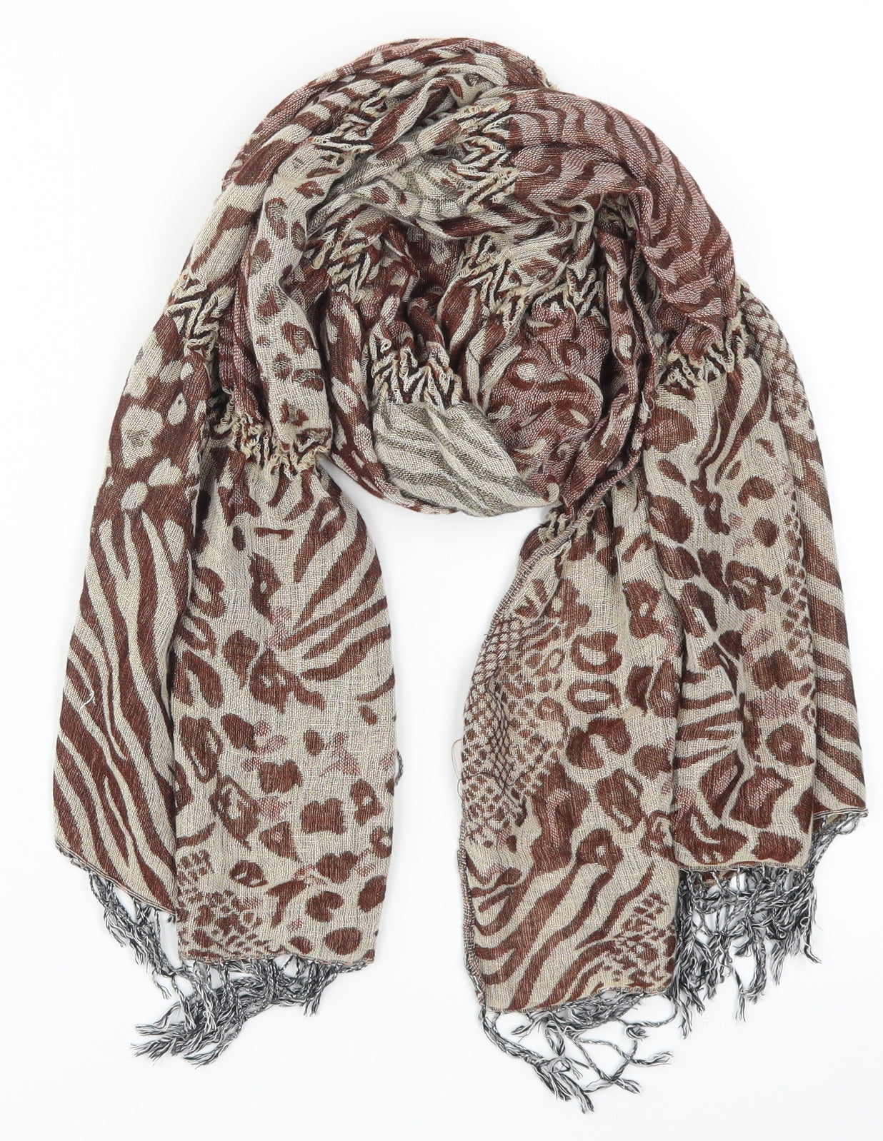 Preworn Womens Brown Animal Print   Scarf