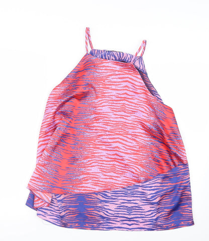 George Womens Red Geometric Satin Basic Blouse Size 14