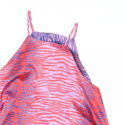 George Womens Red Geometric Satin Basic Blouse Size 14