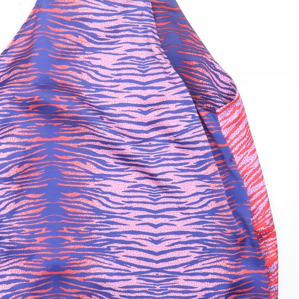 George Womens Red Geometric Satin Basic Blouse Size 14