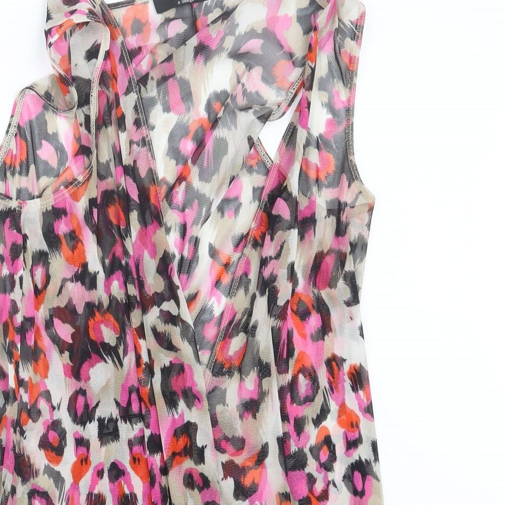 George Womens Pink Geometric Mesh Jacket  Size 12