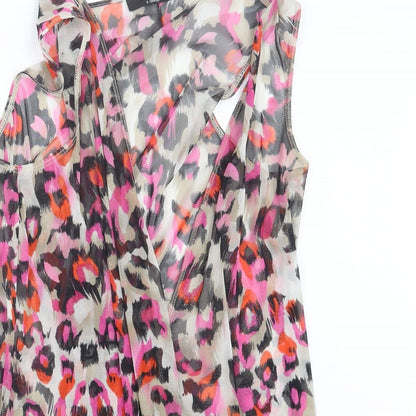 George Womens Pink Geometric Mesh Jacket  Size 12