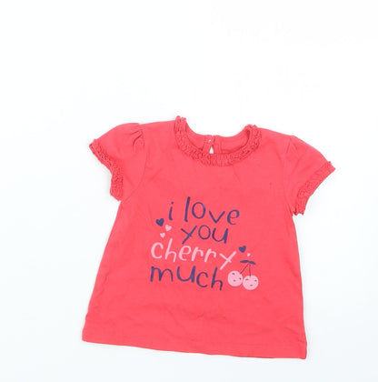 George Girls Red   Basic T-Shirt Size 0-3 Months