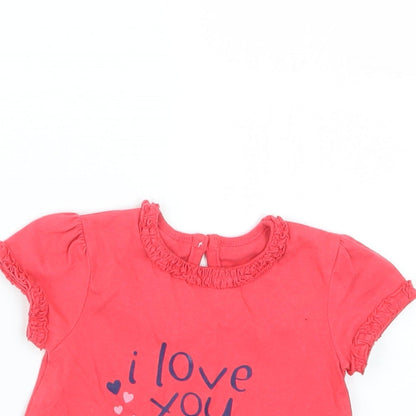 George Girls Red   Basic T-Shirt Size 0-3 Months