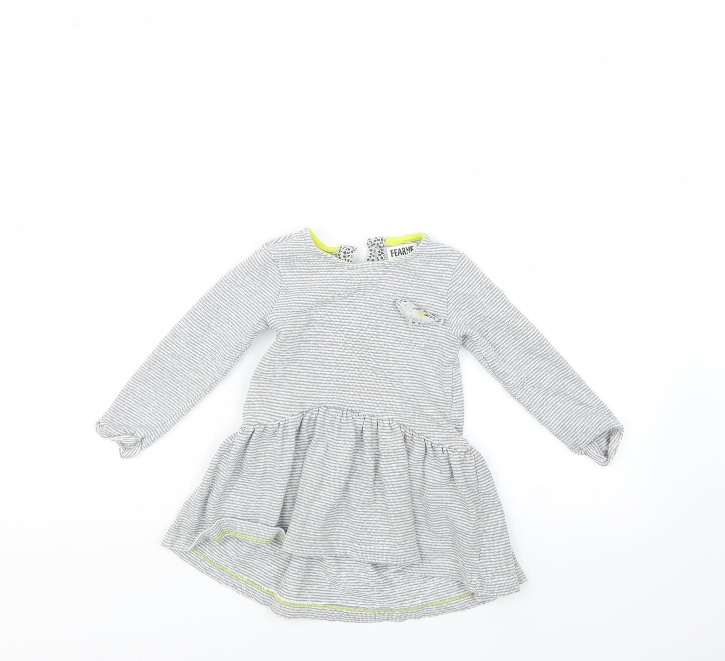 Mini Club Girls Grey Striped  T-Shirt Dress  Size 18-24 Months