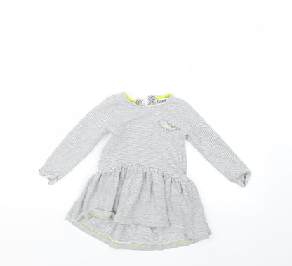Mini Club Girls Grey Striped  T-Shirt Dress  Size 18-24 Months