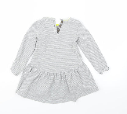 Mini Club Girls Grey Striped  T-Shirt Dress  Size 18-24 Months
