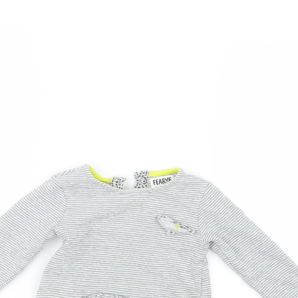Mini Club Girls Grey Striped  T-Shirt Dress  Size 18-24 Months