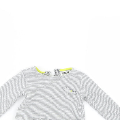Mini Club Girls Grey Striped  T-Shirt Dress  Size 18-24 Months