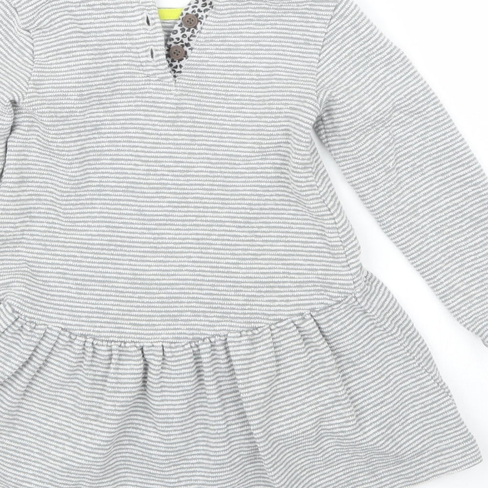 Mini Club Girls Grey Striped  T-Shirt Dress  Size 18-24 Months