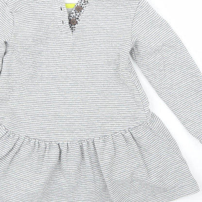 Mini Club Girls Grey Striped  T-Shirt Dress  Size 18-24 Months