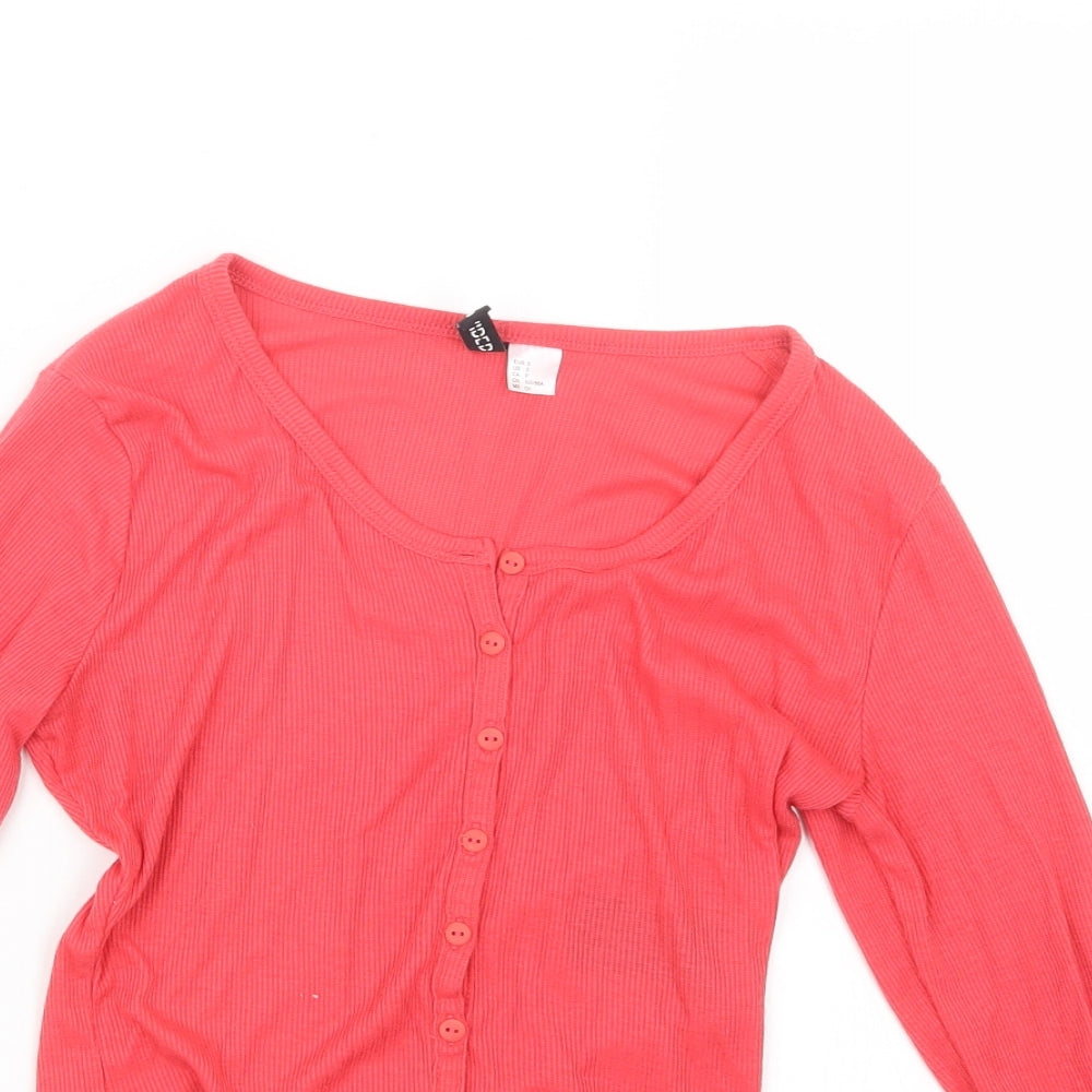 Womens UK Size S Divided by H&M Pink Basic Button-Up
