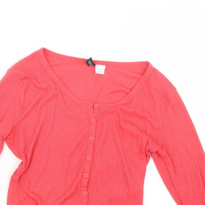 Womens UK Size S Divided by H&M Pink Basic Button-Up
